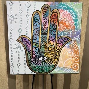 Colorful Hamsa Hand Art Canvas
